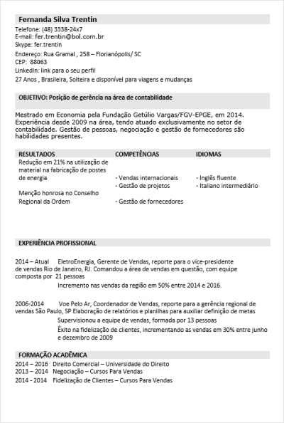 Modelo de Currículo Pronto para Preencher - padrão 04